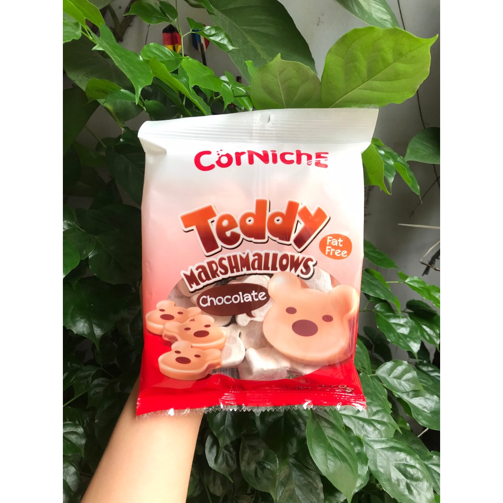 Kẹo Bông Gòn Corniche Vị Sôcôla Chocolate Teddy Marshmallows (Gói 70g-đỏ)