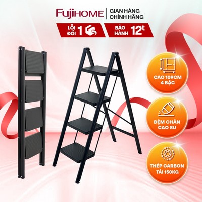 Thang ghế gấp gọn nhập khẩu FUJIHOME SL104B chất liệu thép carbon cứng cáp, 2-3-4 bậc tiện lợi