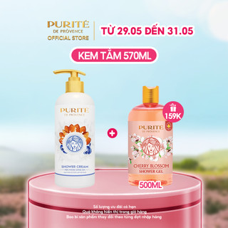  Kem Tắm Purite Mịn Màng Sáng Da 570ML Tặng Sữa Tắm Purite Anh Đào 500ML