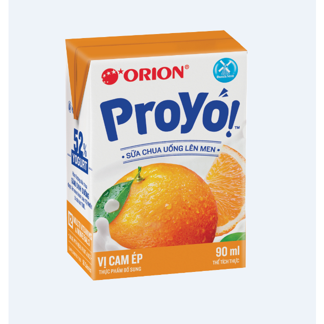Sữa Chua Uống Lên Men ORION Proyo Hương Cam Ép (Lốc 4 Hộp - Nhỏ)
