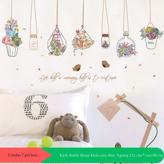 Decal dán tường giỏ hoa phòng khách