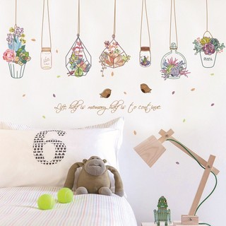 Decal dán tường giỏ hoa phòng khách