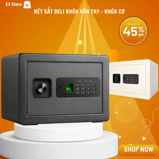  CAO CẤP  Két Sắt Mini Vân Tay Chính Hãng Deli Sử Dụng Văn Phòng Gia Đình Gắn Tường Tủ Bảo Mật Cao Màu Trắng Đen Cam 
