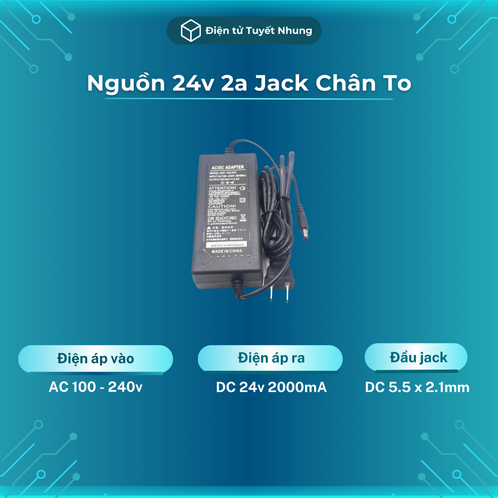 Adapter 24v 2a Jack Dc 5.5x2.1mm Chất Lượng - Nguồn 24v 2a, Nguồn Adapter 24v 2a BH Lỗi 1-1 7 Ngày