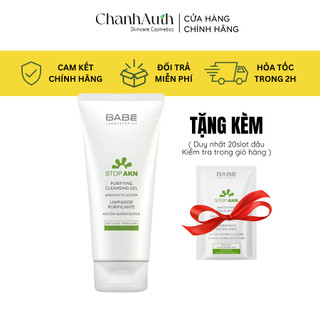 (HÀNG CÔNG TY) Sửa Rửa Mặt BABE Stop Akn Purifying Cleansing Gel Giảm Mụn, Thu Nhỏ Lỗ Chân Lông