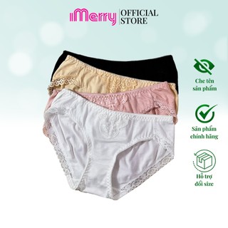 Quần lót cotton nữ iMERRY phối ren cao cấp kiểu dáng bikini thoáng khí, thoải mái VQ020