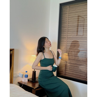 Đầm thun gân 2 dây form dài RUCHAN