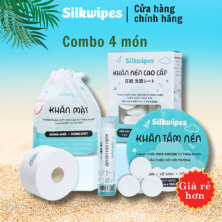 COMBO 04 Món - Khăn mặt cuộn, khăn nén hộp 30 viên, lọ nén 10 viên và 01 khắn tắm nén - Mã CKTHL1