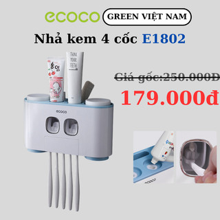 Bộ Nhả Kem Đánh Răng Tự Động Ecoco E1802 - Kệ Gồm 4 Cốc, 2 Nhả Kem