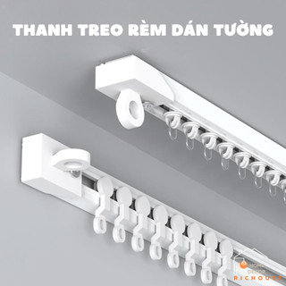 Thanh Treo Rèm Gắn Tường Không Cần Đục Lỗ, Ray Trượt Kích Thước Tuỳ Chỉnh Tiện Lợi