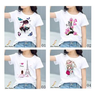 Bộ 4 Áo Thun nữ Organic Cotton Premium Sure, Hình in Xinh Xắn, Chất liệu 100% Sợi Bông Tự Nhiên.