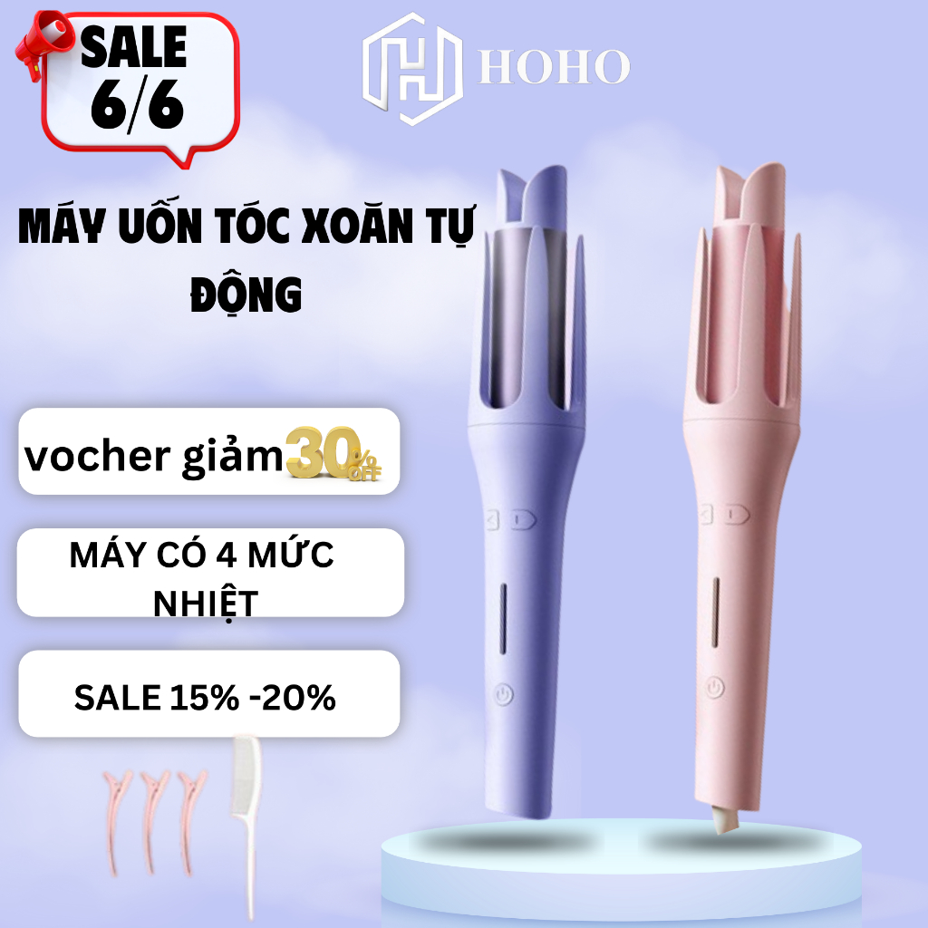 Máy Uốn Tóc Hoho Làm Xoăn Tự Động 3 Phút Tạo Kiểu Chất Liệu Gốm Sứ Đường Kính Uốn 28Mm 32Mm Bảo Hành 12 Tháng