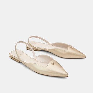 Giày Búp Bê Nữ 3cm Thời Trang JUNO Slingback Bệt Phối Khóa Trang Trí BB03124