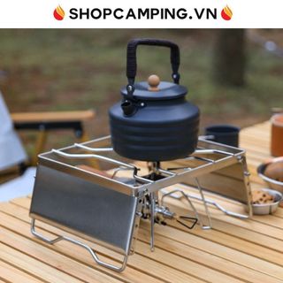 Kiềng bếp gấp gọn inox 304 dày nấu nướng, khung bếp chắn gió điều chỉnh độ cao dã ngoại cắm trại - Camping Vietnam