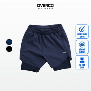 Quần short thể thao nam 2 lớp chạy bộ tập gym vải dù thoáng mát - overco - ovq010