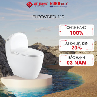 Bồn cầu liền khối Eurovinto 112 phủ men kháng khuẩn, nắp đậy êm ái, phong cách thời trang