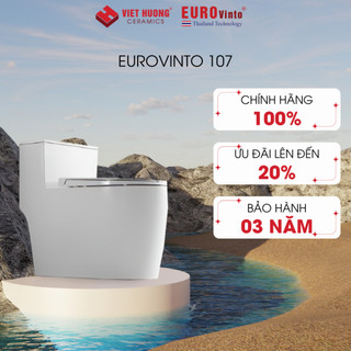Bồn cầu liền khối Eurovinto 107 phủ men kháng khuẩn, nắp đậy êm ái