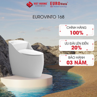 Bồn cầu liền khối Eurovinto 168 với 3 màu hiện đại phủ men kháng khuẩn, nắp đậy êm ái