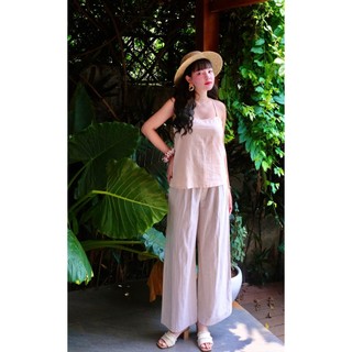 𝗠𝗔𝗬 𝗟𝗜𝗡𝗘𝗡 - áo dây linen cổ ngang basic