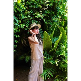 𝗠𝗔𝗬 𝗟𝗜𝗡𝗘𝗡 - Áo Dây Linen Cổ Ngang, Đan Dây Lưng Basic (hình ảnh chính chủ)