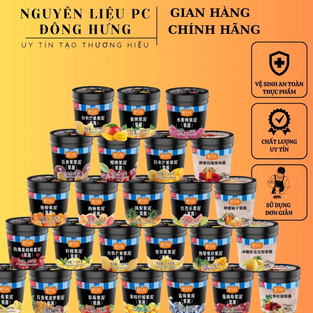 Mứt Sốt Sensini xoài, dâu, đào, nhiệt đới, việt quất, ổi, cam, đủ vị (hộp 1.36kg)