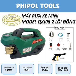 Máy rửa xe mini lõi đồng PHIPOL model QXJ06E2, máy xịt rửa đa năng thông dụng , tặng kèm nhiều phụ kiện