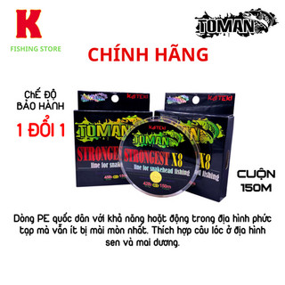 Dây pe TOMAN x8 chính hãng cuộn 150m dù siêu bền câu cá câu lure