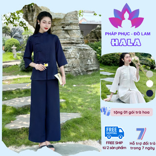 Pháp phục đi chùa - set đồ Lam thiết kế Lilen Vạt Hò Trơn  3 màu , size s m l xl (40-65kg)