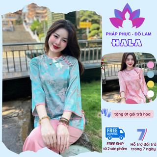 Pháp phục đi chùa - set đồ Lam thiết kế Long Phụng thêu Khuy Tết  4 màu , size s m l xl (40-65kg)