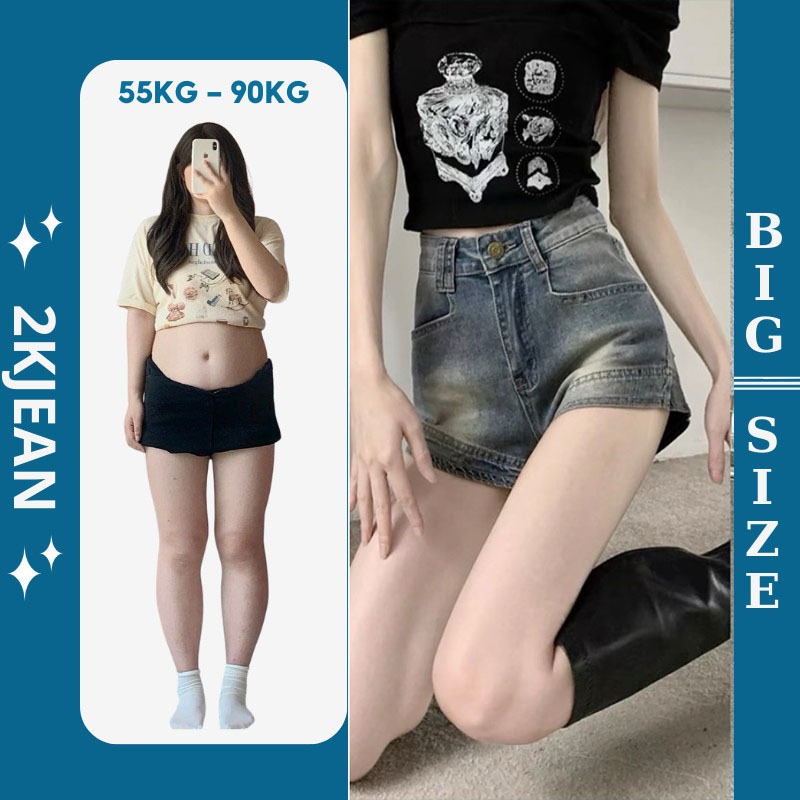 Quần Short Jean Nữ Form Chữ A Bigsize 40–85kg Lưng Cao Che Khuyết Điểm MS1088 – 2KJeans | BigBuy360 - bigbuy360.vn