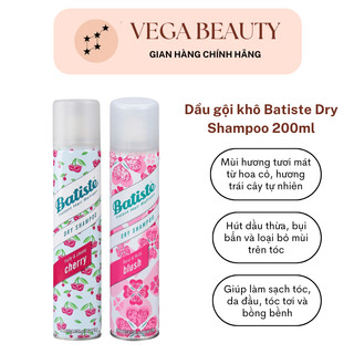 Dầu gội khô BATISTE Dry Shampoo 200ml giúp làm sạch tóc nhanh chóng, tóc phồng bồng bềnh