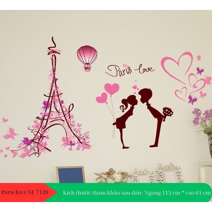 Decal dán tường paris love