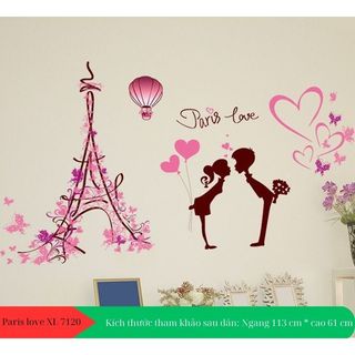 Decal dán tường paris love
