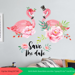 Decal dán tường hạc hồng hoa