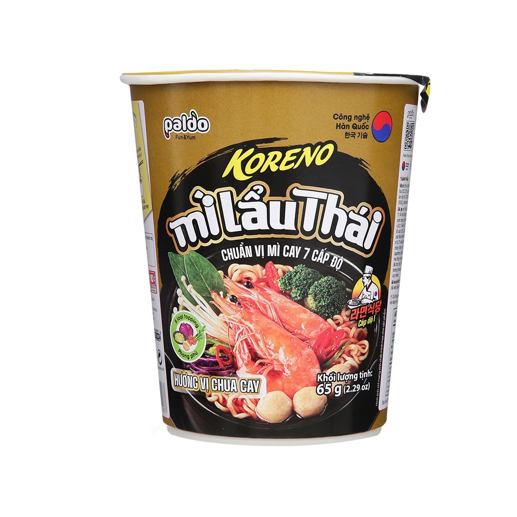 Mì Koreno Jumbo Ly/Gói Nhiều Hương Vị Bò Cay, Kim Chi, Lẩu Thái, Phô Mai, Trộn Tương Đen ChaJang