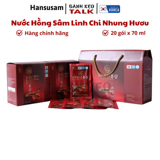 (Date 12/2026)Nước Hồng Sâm Linh Chi Nhung Hươu 365 Hansusam Korea Hàn Quốc , Hộp 20 Gói x 70ml/ Gói.