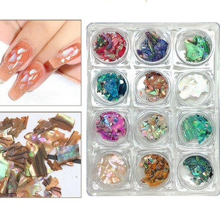 Set xà cừ trang trí móng 12 màu loại mỏng