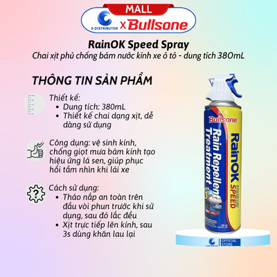 [HỎA TỐC] Nước vệ sinh kính chống bám mưa 3in1 Bullsone HQCT59 (Dung tích 380mL) - Hàng chính hãng