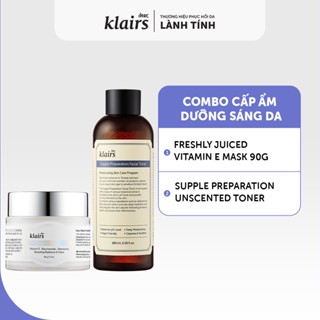 Combo Nước hoa hồng Dear, Klairs Supple Preparation Facial Toner 180ml + Mặt nạ ngủ Freshly Juiced Vitamin E Mask 90ml