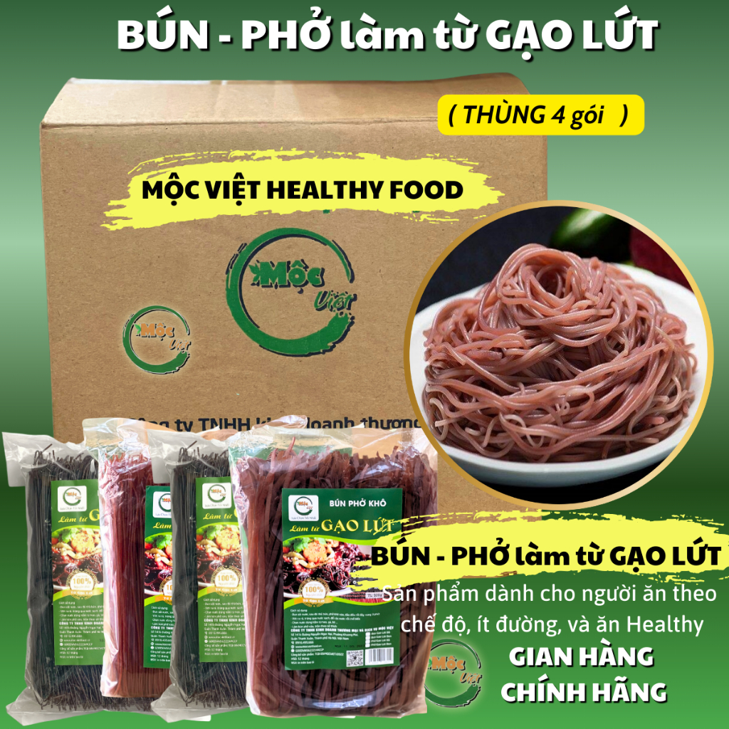 Thùng Combo Bún và Phở gạo lứt Mộc Việt ( 500g/1 gói )