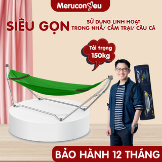 Võng xếp gấp gọn du lịch hợp kim thép Autoru chịu tải 150Kg, lưới võng 2 lớp thoáng khí, chân võng chống trượt