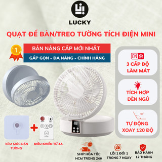  Quạt Để Bàn Đa Năng HOKU Treo Tường Điều Khiển Từ Xa Gập Gọn Xoay 120 Độ 3 Cấp Độ Gió QDB07 