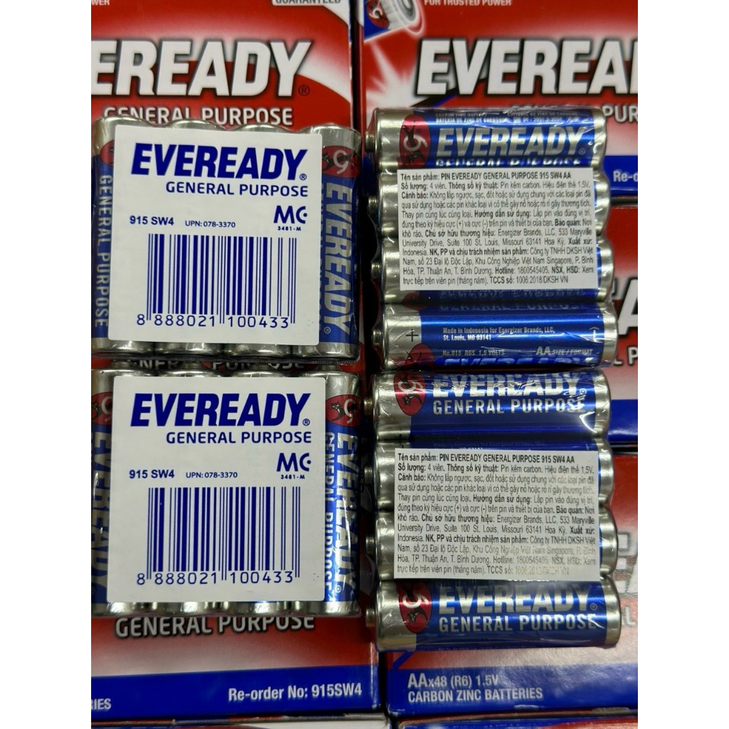 Pin 2AA  xanh và 3AAA EVEREADY General Purpose (Vĩ 4 viên)