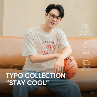  Áo Phông Nam/Nữ/Unisex Guy's Closet "Stay Cool" - Thiết Kế Tối Giản, Thời Trang - Màu Be,Trắng