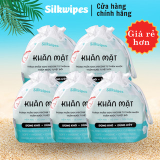 COMBO 05 Khăn mặt khô Silkwipes dùng một lần sợi Vicose, dùng khô, dùng ướt - Mã C5