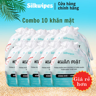 COMBO 10 Khăn mặt khô Silkwipes dùng một lần Vicose, dùng khô, dùng ướt - Mã C10