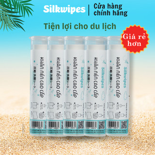 COMBO 05 Lọ khăn mặt nén Silkwipes, lọ 10 viên, nhỏ gọn, bỏ túi tiện dụng - Mã L5