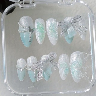 Móng giả- Nailbox móng úp thiết kế xanh xinh xắn