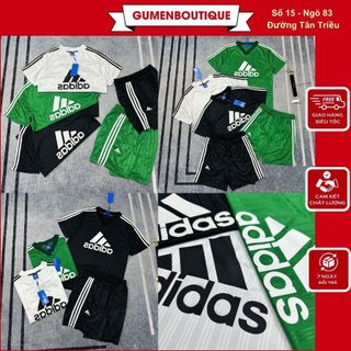 Bộ Quần Áo Nam A Di Đát In Logo Phối Viền Ba Sọc Cực Mát - Bộ Cộc Tay Nam ADD Vân Sọc Dọc Siêu Chất