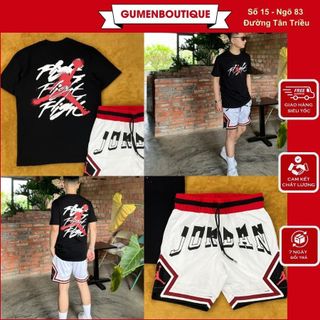 Bộ Quần Áo Nam Jorrdan In Chữ Logo Đỏ Chất Mát Mịn - Bộ Cộc Tay Nam Jotdan In Hình Hai Mặt Cực Hot